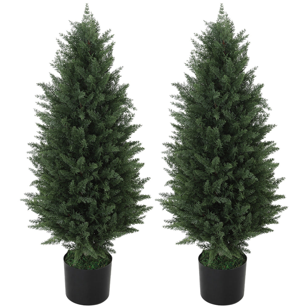 Zypressen künstlich 2er Set mit Topf UV-beständig 90cm