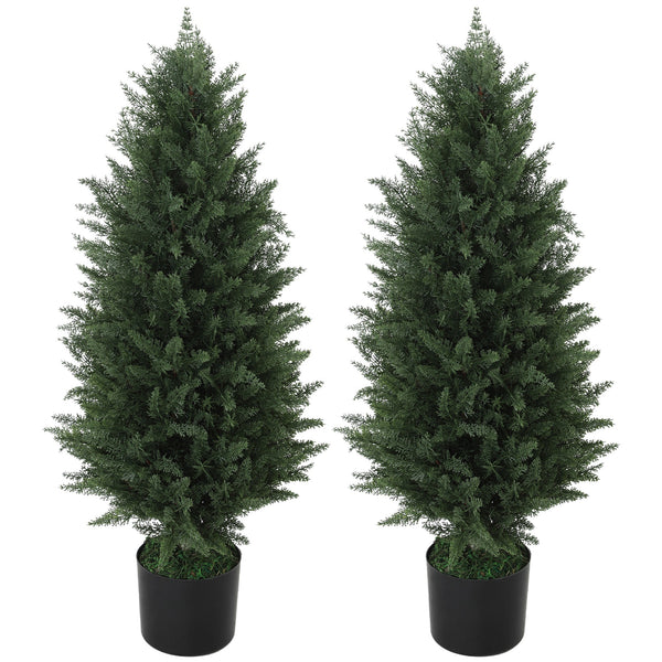 Zypressen künstlich 2er Set mit Topf UV-beständig 90cm