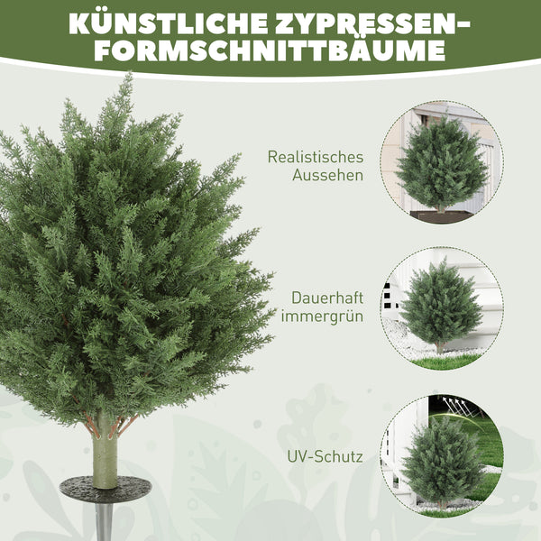 Zypressen künstlich UV-beständig 2er Set für aussen mit Erdspiess