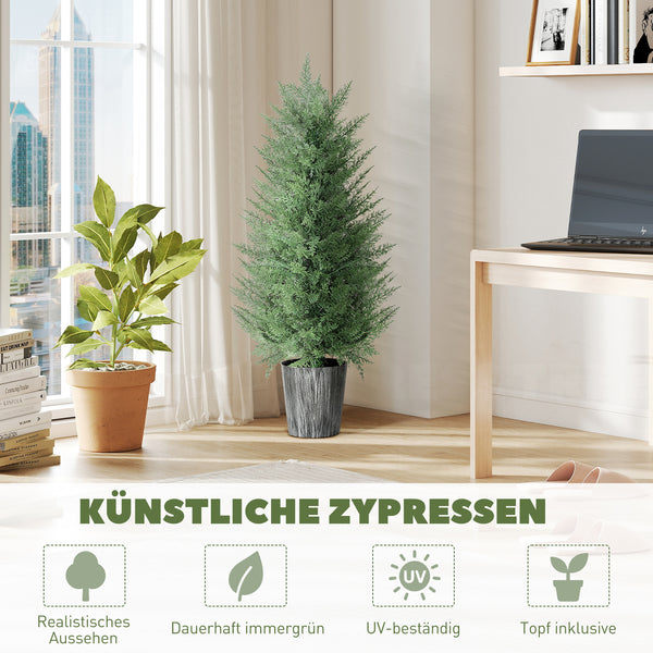 Zypressenbäume künstlich 2er Set im Topf 90cm gross
