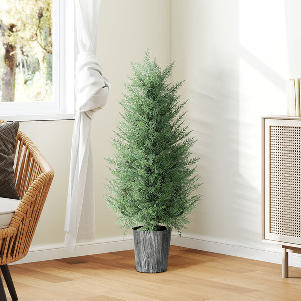 Zypressenbäume künstlich 2er Set im Topf 90cm gross