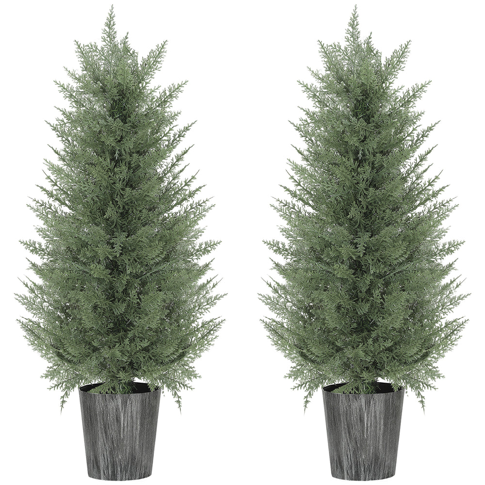 Zypressenbäume künstlich 2er Set im Topf 90cm gross