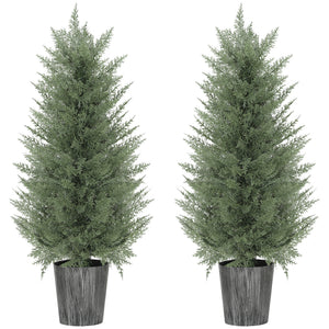 Zypressenbäume künstlich 2er Set im Topf 90cm gross