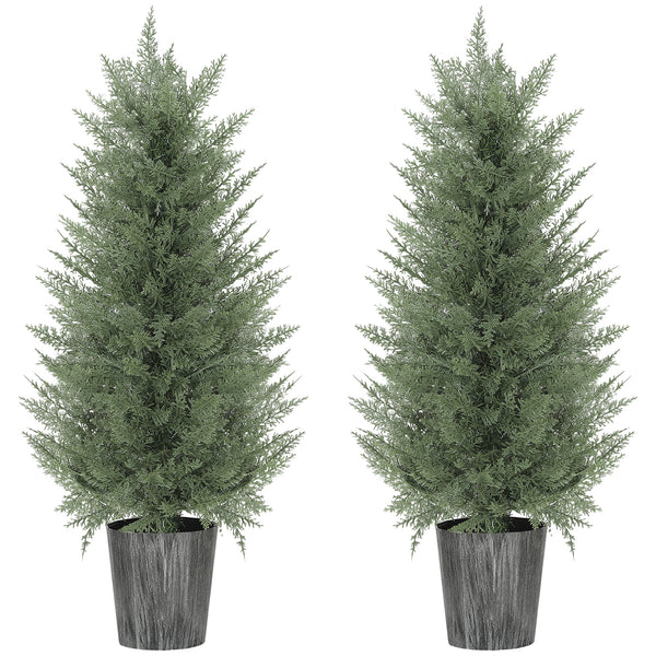 Zypressenbäume künstlich 2er Set im Topf 90cm gross