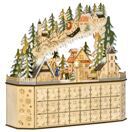 Adventskalender Holz Dorf mit Lichter 45 cm x 13 cm x 43 cm