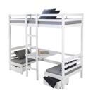 Etagenbett Hochbett mit Schreibtisch 90x200cm Weiss