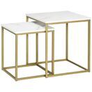 Couchtisch 2er-Set stapelbar Stahlrahmen Weiss-Gold