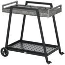 Grillwagen Servierwagen Trolley mit Ablage Grau-Schwarz