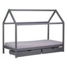 Hausbett Kinderbett 90x200cm aus Holz Grau