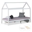 Hausbett Kinderbett 90x200cm aus Holz Weiss