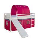 Hochbett Kinderbett 90x200cm aus Holz Weiss-Pink