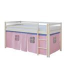 Hochbett Kinderbett 90x200cm aus Holz Weiss-Rosa