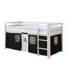 Hochbett Kinderbett 90x200cm aus Holz Weiss-Schwarz