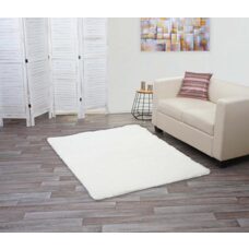 Teppich Shaggy Hochflor flauschig 160x120cm ~ weiss