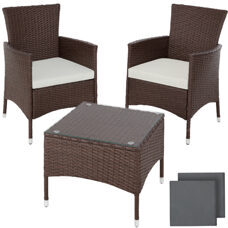 Rattan Gartenset Luzern 2+1 braun gemischt