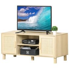 Fernsehtisch TV Lowboard Rattan-Design 115x40x48cm Natur