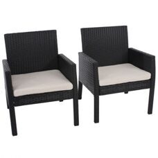 2x Poly-Rattan Sessel Sanremo inkl. Sitzkissen (anthrazit)