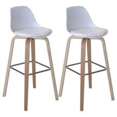 2x Barhocker Palmdale mit Lehne ~ Kunstleder weiss