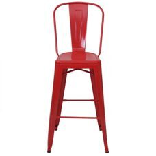 Barhocker mit Lehne Metall Industriedesign ~ rot