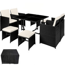 Rattan Sitzgruppe Bilbao 4+4+1 schwarz