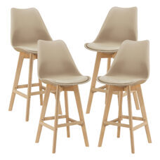 4er-Set Barhocker Barstuhl mit Rückenlehne Lublin Beige