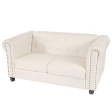 Chesterfield Lounge 2er Sofa Couch Weiss - runde Füsse