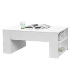 Couchtisch Vellinge 100x60x42 cm mit 2 Seitenfächer Weiss Hochglanz