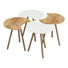 Couchtisch Højer im 4er Set 48x45x32cm Weiss/Holzoptik