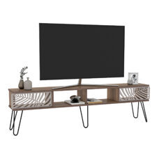 Fernsehtisch Salangen 180x30x49cm Walnuss-Optik Schwarz