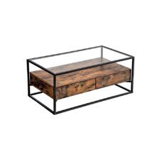 VASAGLE Industrie-Design Couchtisch Glas