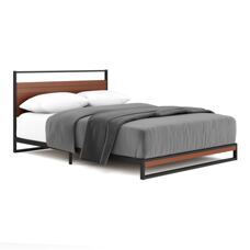 Metallbett INGRID 140 x 200 cm schwarz/natur