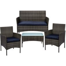 Lounge Set 4tlg. Polyrattan grau Stilista