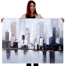 Ölgemäld Skyline New York,100% handgemaltes Ölbild ~ 120x90cm