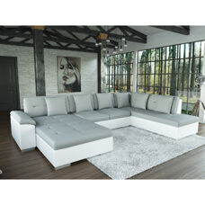 Ecksofa ""ARIA"", weiss/grau, links