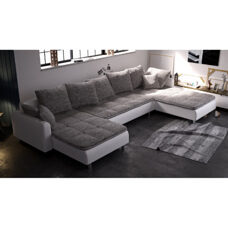 Ecksofa "VEGAS", grau/weiss