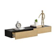 Wandregal Anchorage Schwarz/Holz 2er Set mit Schublade