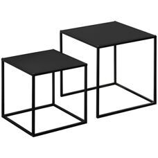 Couchtisch-Set 2er modernes Design Stahlgestell Schwarz