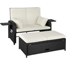 Rattan Sofa mit Aluminiumgestell Kreta schwarz