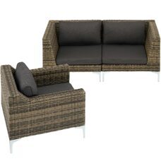 Modulares Rattanset Villanova Set 1 - 2-Sitzer (Ecke links + Ecke rechts + Sessel)