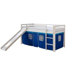 Hochbett Kinderbett 90x200cm aus Holz Weiss-Blau