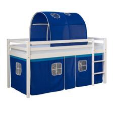 Hochbett Kinderbett 90x200cm aus Holz Weiss-Blau