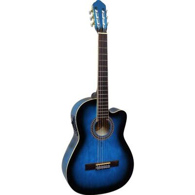 Klassische Gitarre mit Tonabnehmer 4 Band EQ - Cutaway Blau schattiert