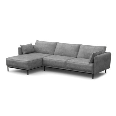 Ecksofa Leder ELVIS links grau