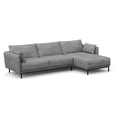 Ecksofa Leder ELVIS rechts grau