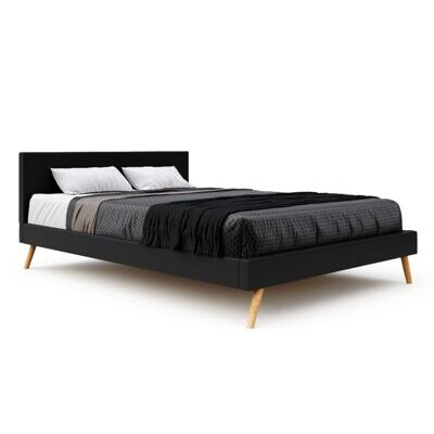 Lederbett ELVAR 160 x 200 cm schwarz