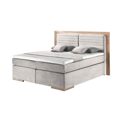 naturoo Boxspringbett Marcel 180x200cm beige inkl. Premium Topper & LED Beleuchtung