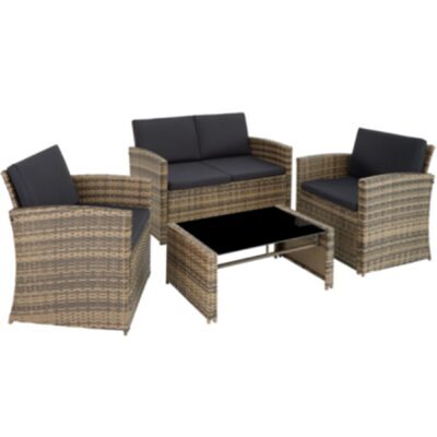 Rattan Lounge Lucca natur/dunkelgrau