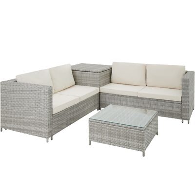 Rattan Lounge Siena hellgrau/creme