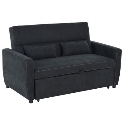 2-Sitzer Sofa Klappsofa Gästebett 148x82x89cm Schwarz