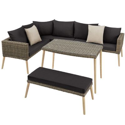 Rattan Lounge mit Aluminiumgestell Pula natur